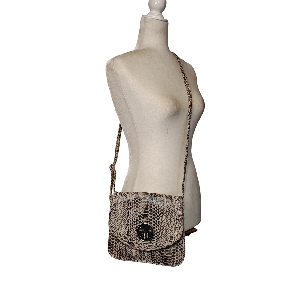 Elliott Lucca Crossbody Bag Womens Small Grey Snakeskin Leather magnetic close